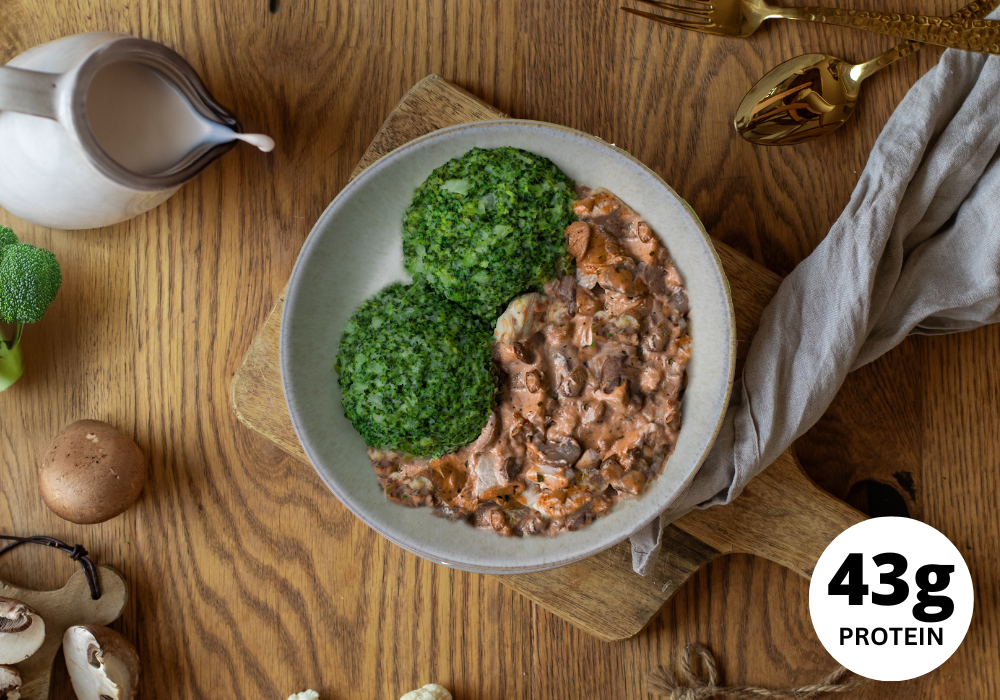 CH: Chicken breast with mushroom cream sauce