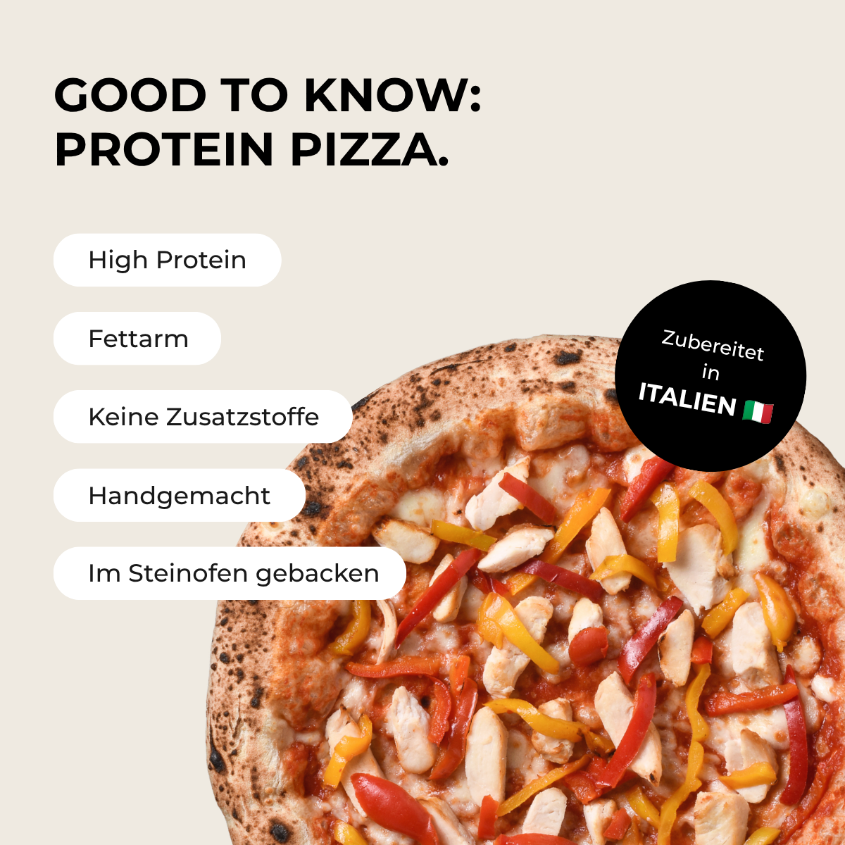 CH : Pizza protéinée au poulet et aux poivrons