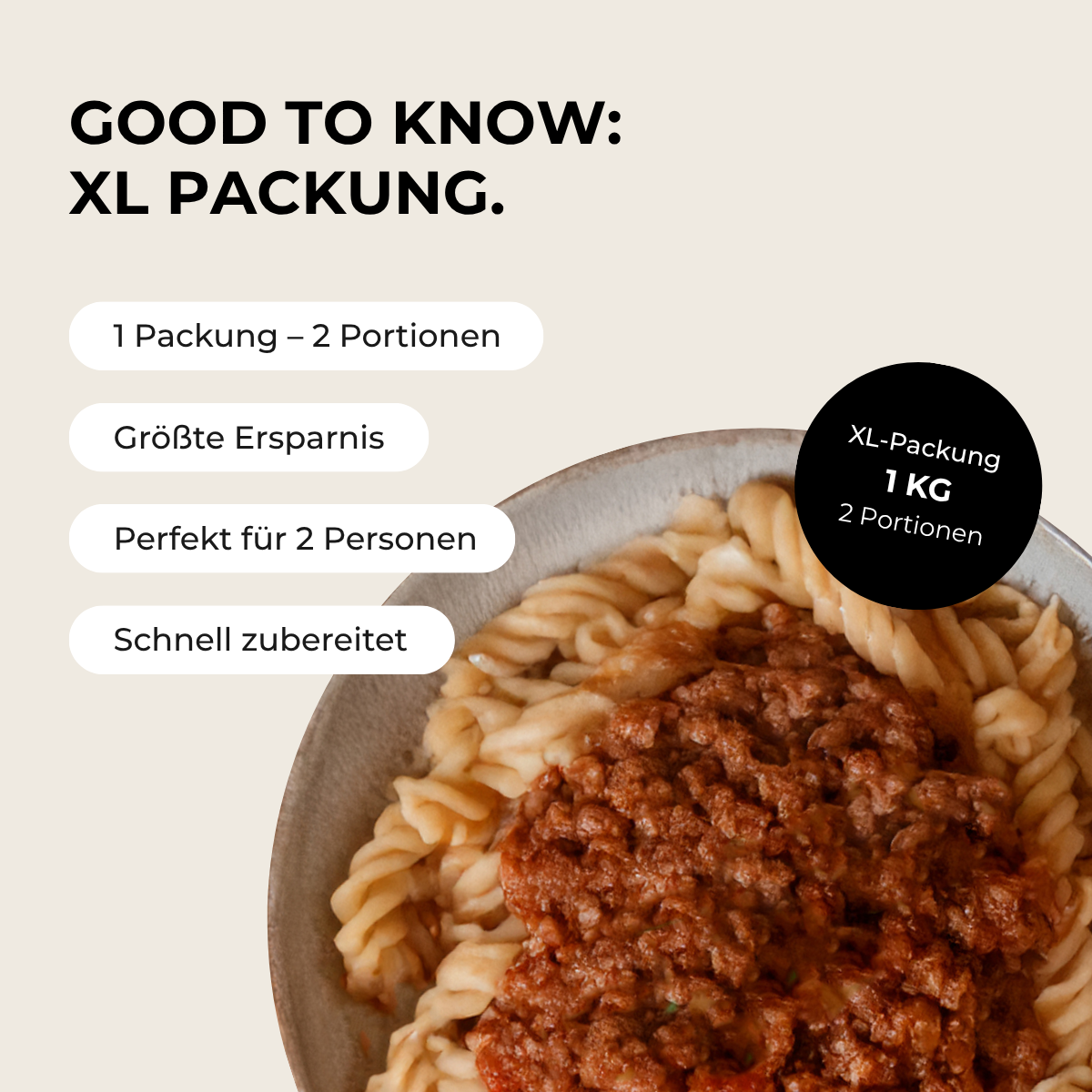 Pâtes végétaliennes à la bolognaise protéinées (XL, 2 portions)