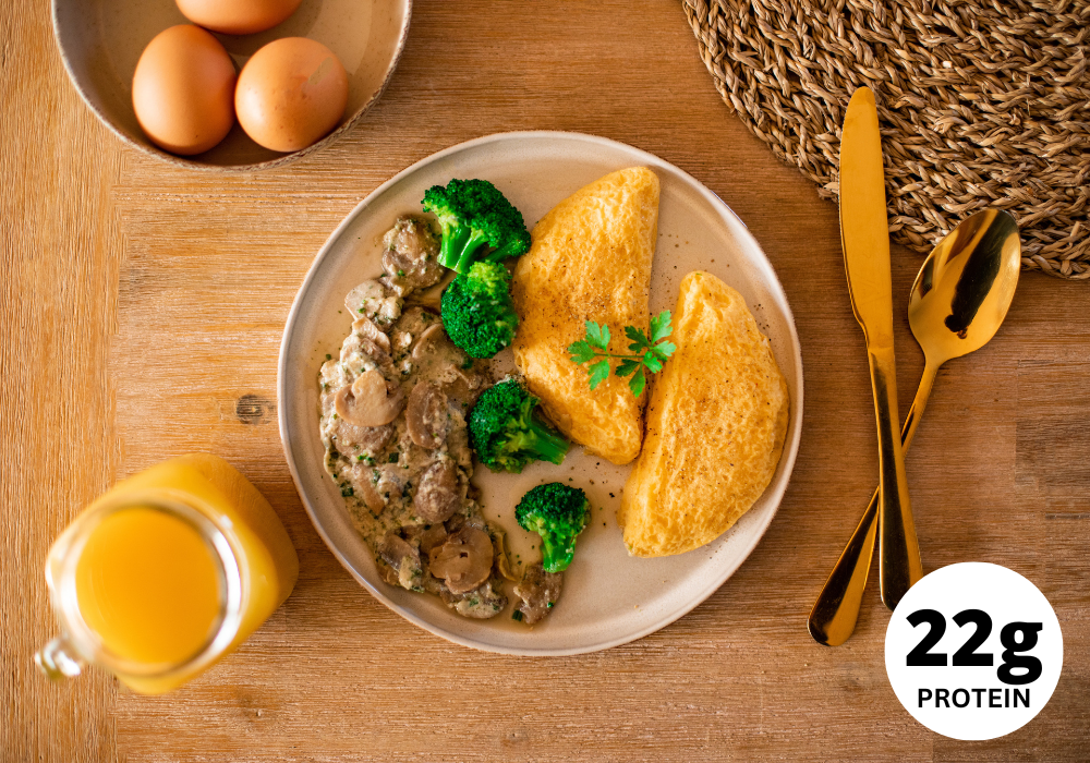 CH: Omelette with mushroom cream sauce