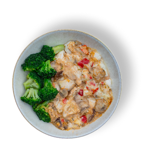 Chicken au gratin with cheese