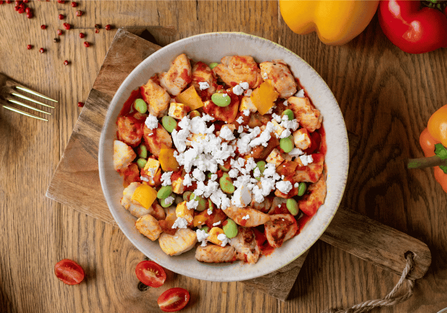 Chicken with vegetables and cheese