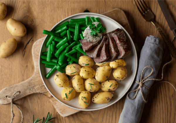 Rump steak with rosemary potatoes
