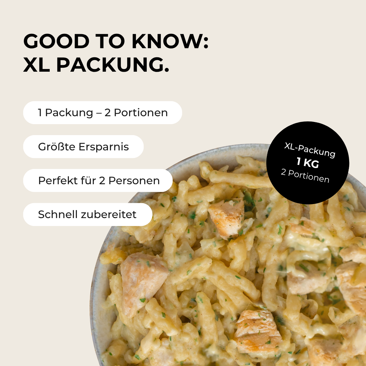 Cheese spaetzle with chicken (XL, 2 portions)