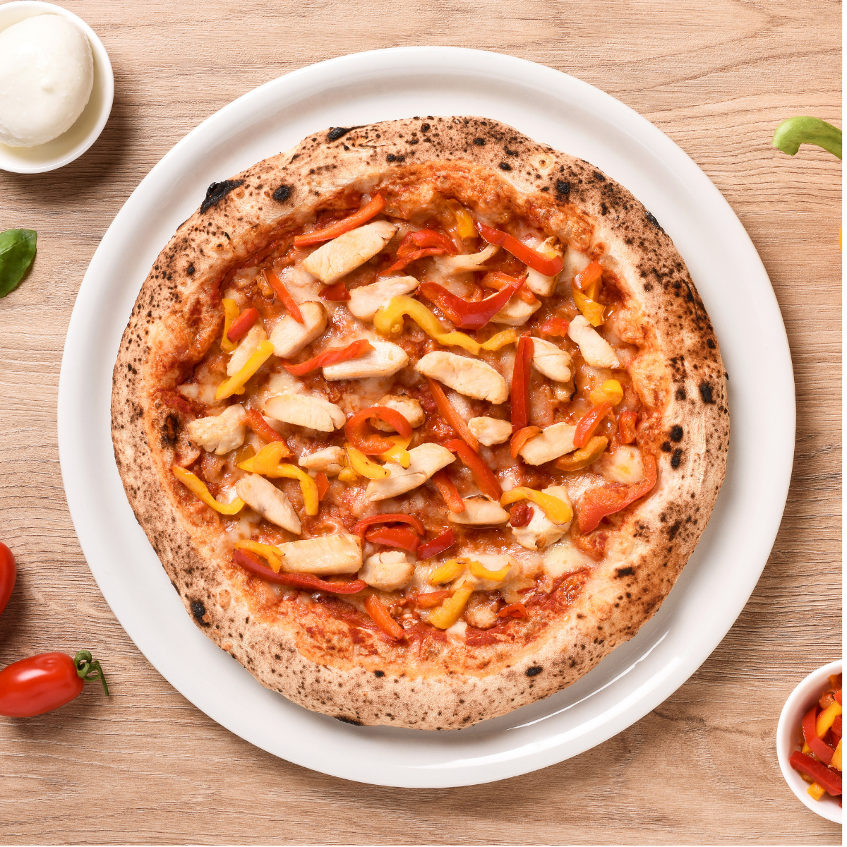 CH : Pizza protéinée au poulet et aux poivrons