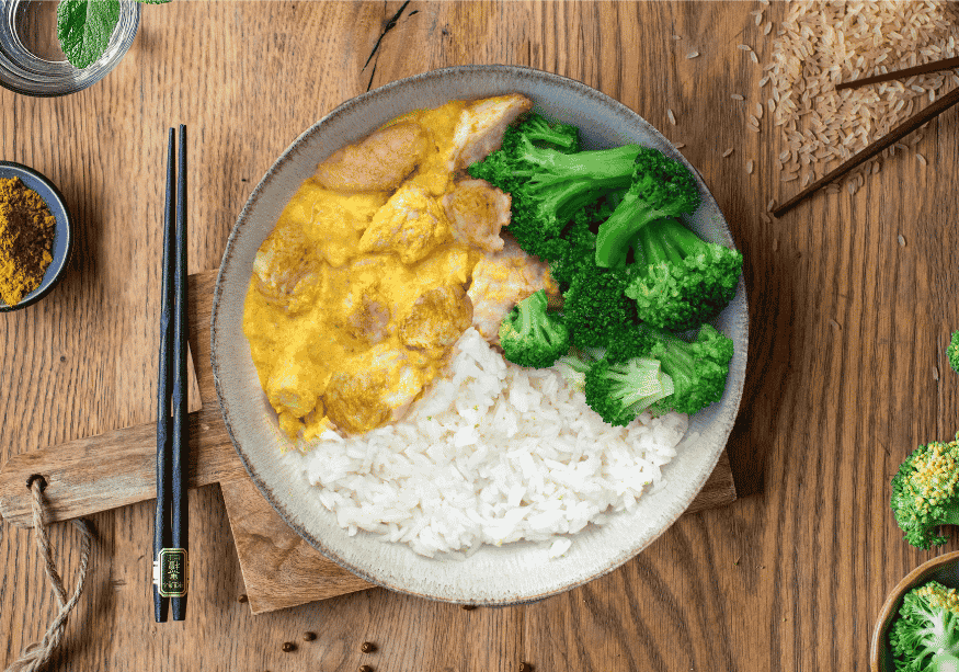 Poulet, riz, brocoli