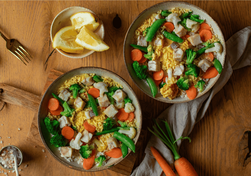 Lieu noir, riz & légumes (XL, 2 portions)