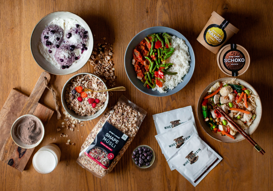 Prepmymeal Produkte, Shape Müsli, Gerichte mit frischem Gemüse
