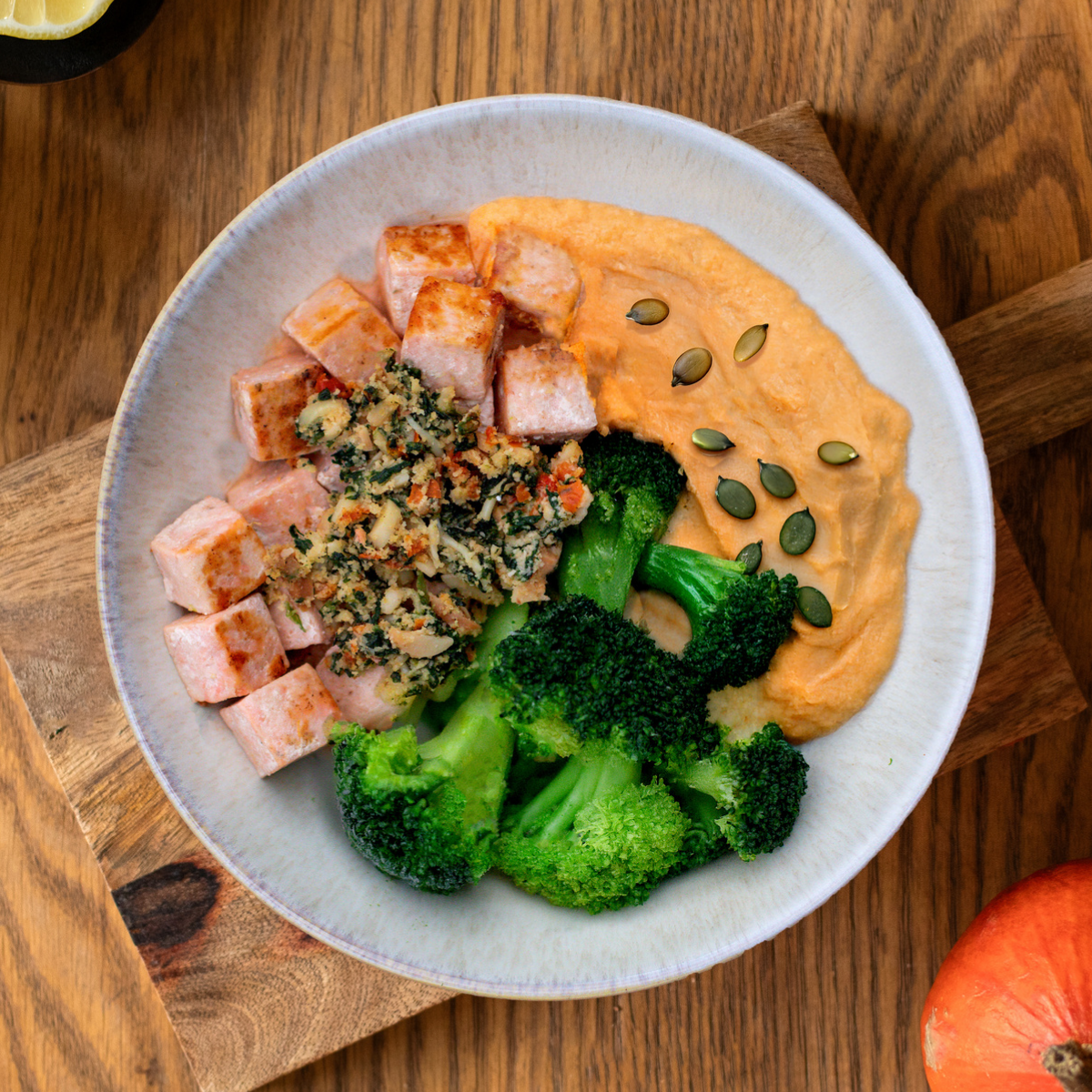 CH: Lachs mit Kürbis-Püree