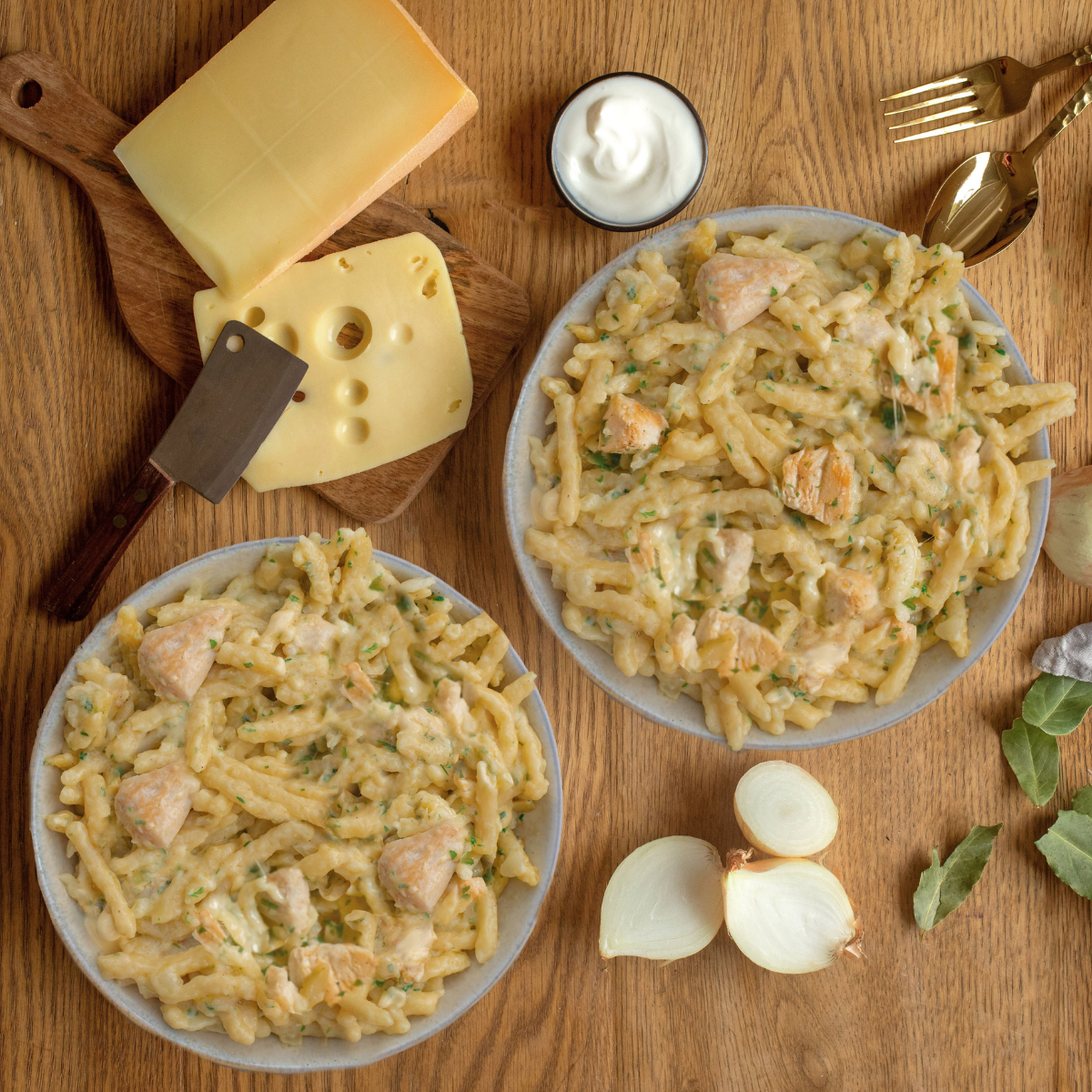 Käsespätzle mit Hähnchen (XL, 2 Portionen)
